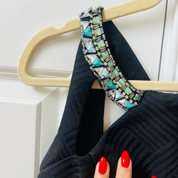 Rachel Allan Black Maxi Dress with Multicolor Waist - Picture 5 of 15